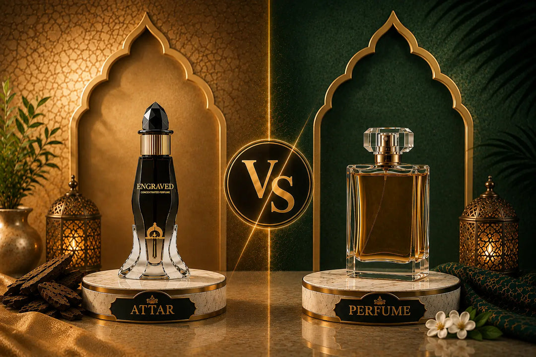 Attar vs perfume showing the difference between concentrated attar and perfume fragrance