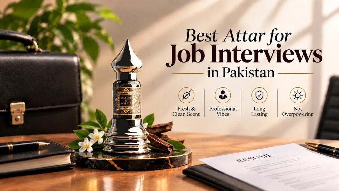 Best attar for job interviews in Pakistan featuring Black and Gold attar