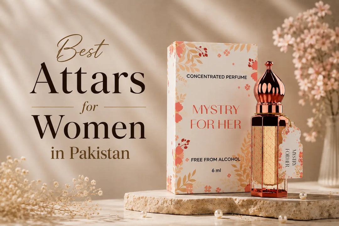 Best attars for women in Pakistan featuring Mystry For Her concentrated perfume 