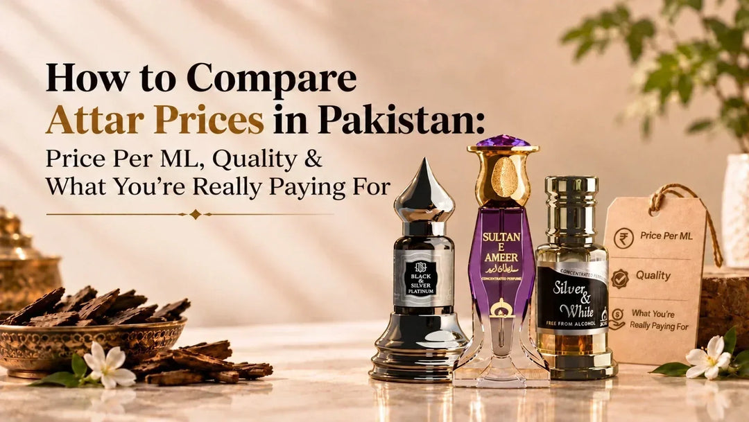 Comparing attar prices in Pakistan by price per ml, quality, and value