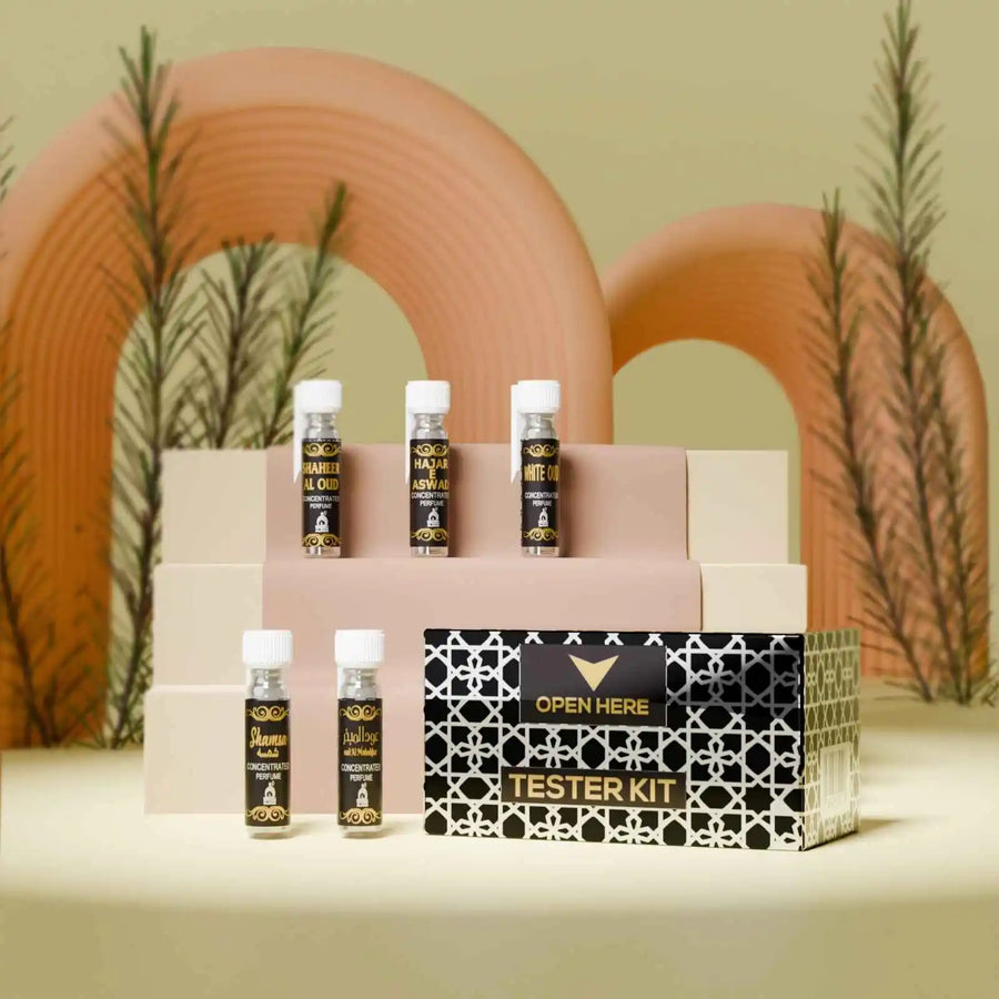 5-piece Arabic attar sample set with concentrated perfume tester kit