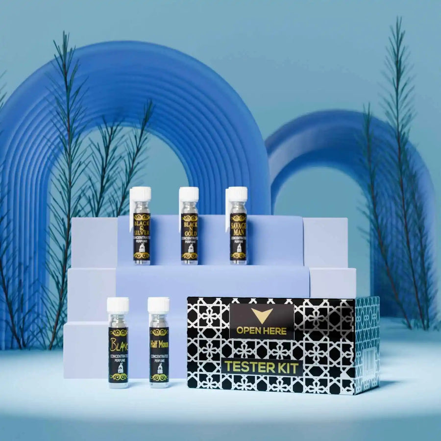 5-piece French attar sample set with concentrated perfume tester kit