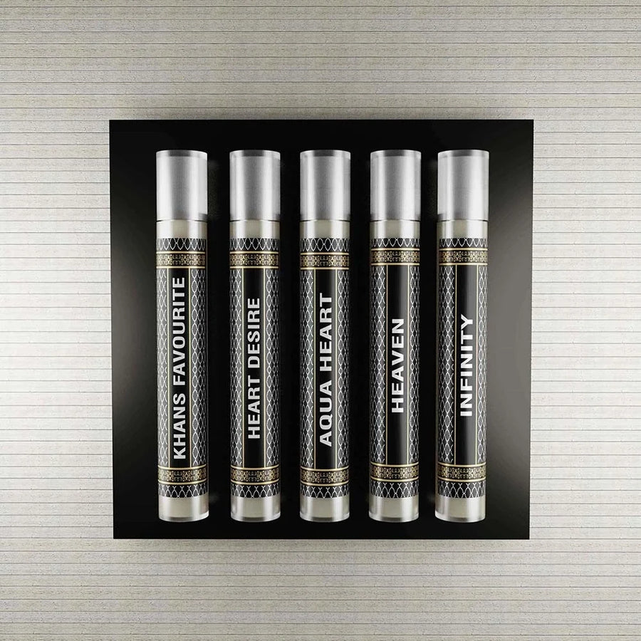 5 samples of your choice perfume set by Musk Al Mahal featuring five fragrance samples