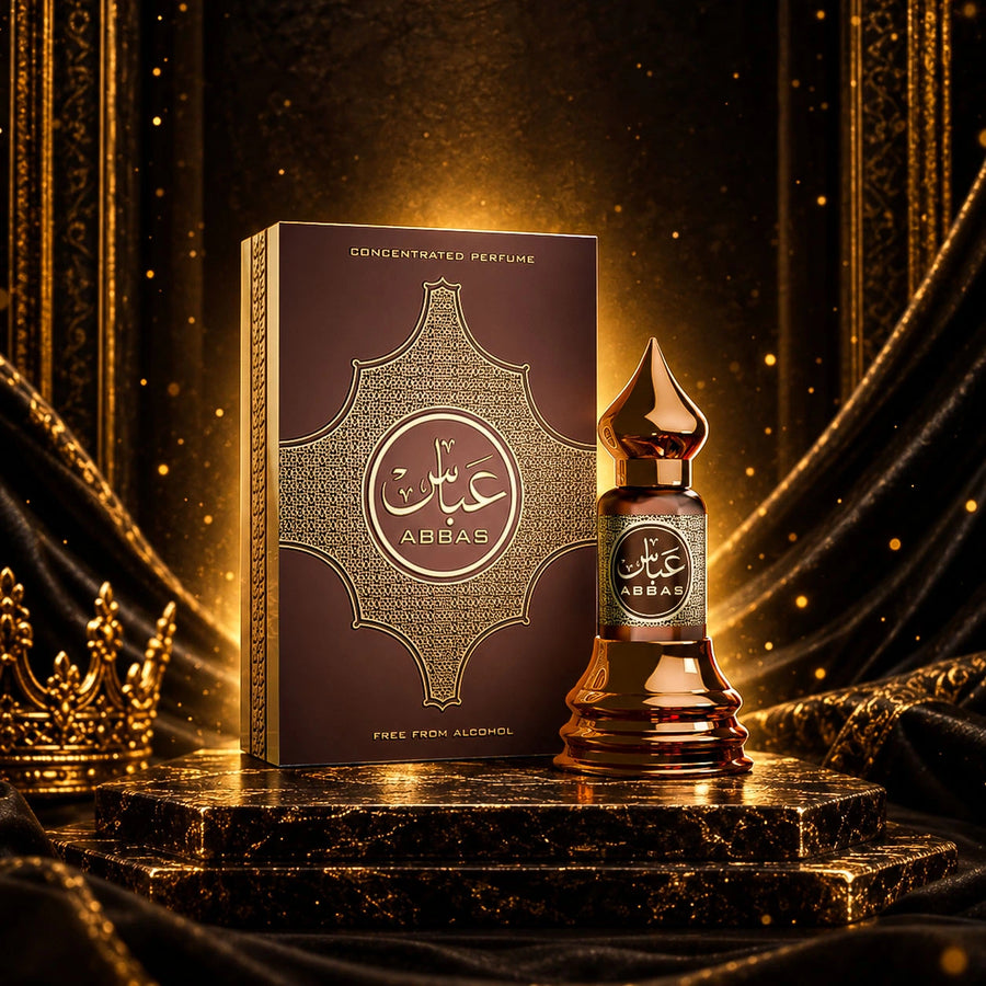 Abbas concentrated perfume by Musk Al Mahal with luxury attar bottle and perfume box