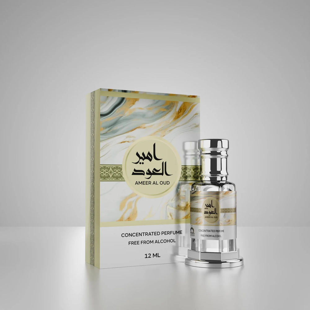 Ameer Al Oud concentrated perfume by Musk Al Mahal with premium oud fragrance bottle and box 01