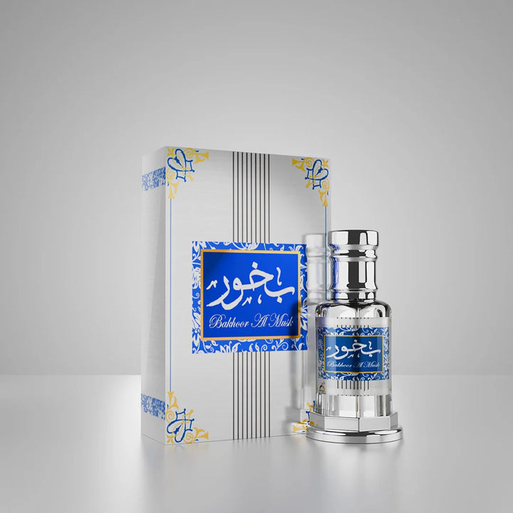 Bakhoor Al Musk concentrated perfume with matching blue and white perfume box 01