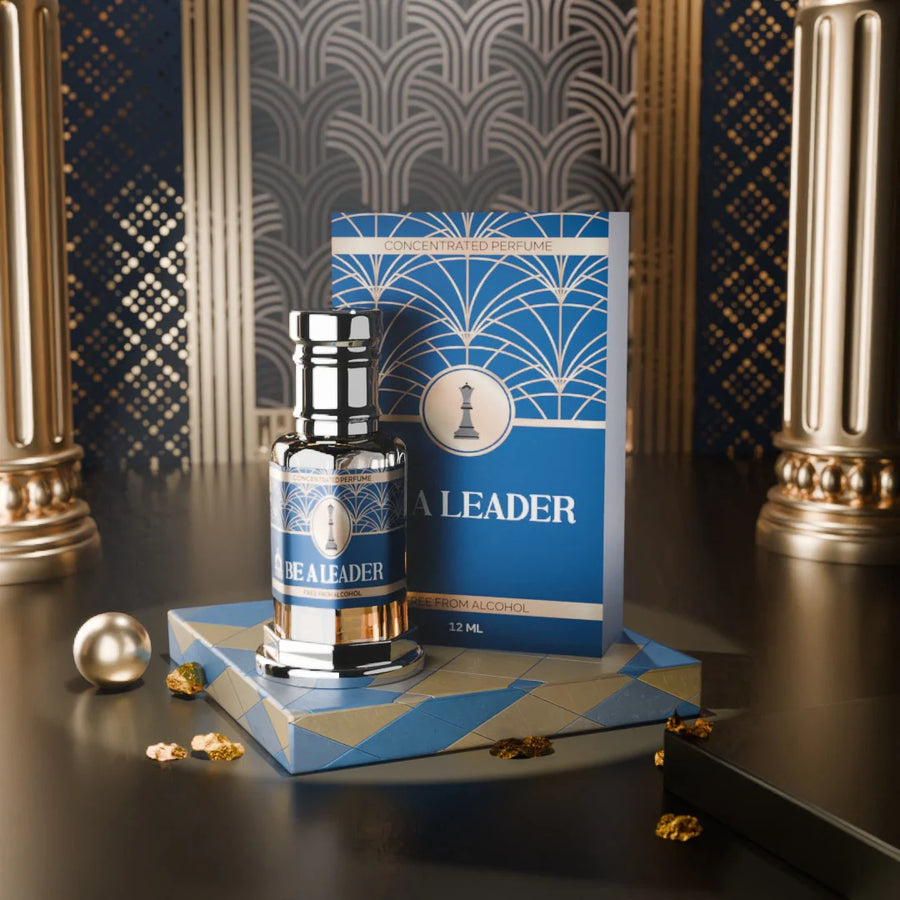 Be A Leader concentrated perfume by Musk Al Mahal with blue luxury fragrance bottle and perfume box