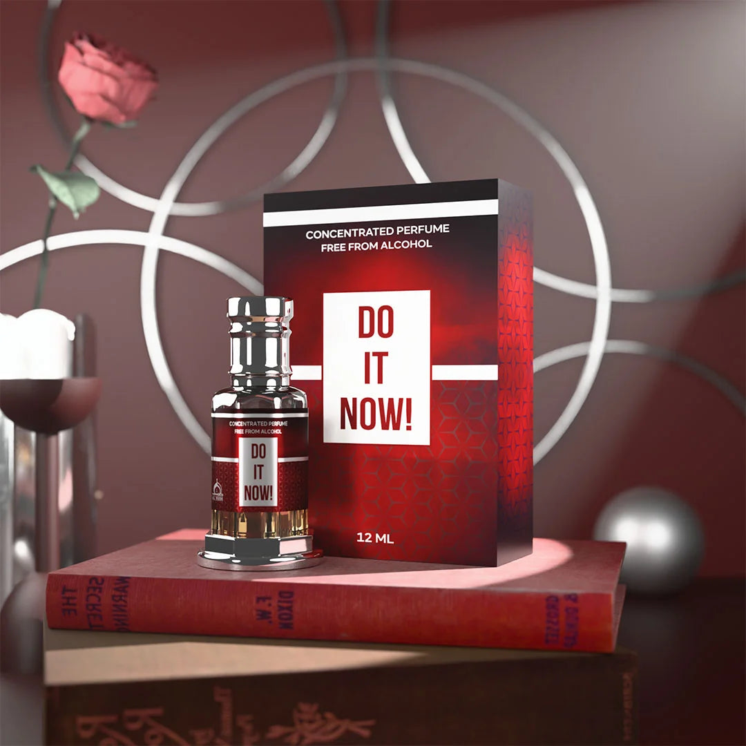 Do It Now concentrated perfume by Musk Al Mahal with premium fragrance bottle and red perfume box