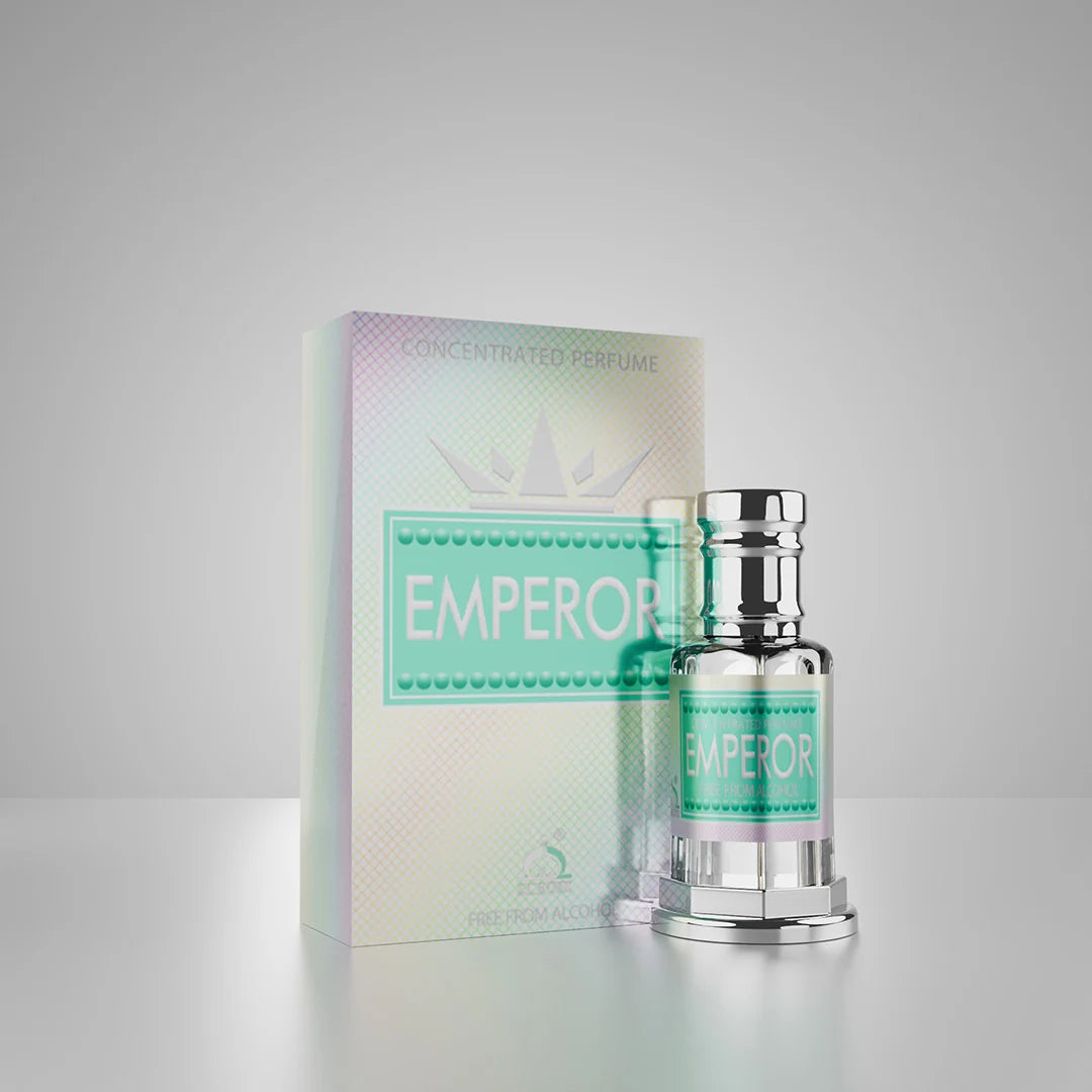 Emperor concentrated perfume with matching green and white perfume box