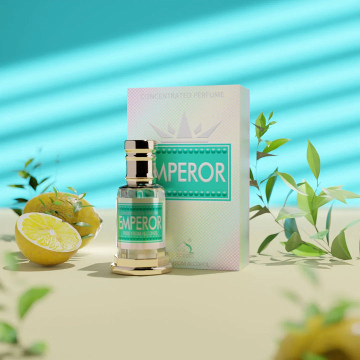 Emperor concentrated perfume with matching green and white perfume box