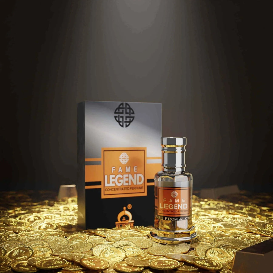 Fame Legend concentrated perfume with matching black and orange perfume box