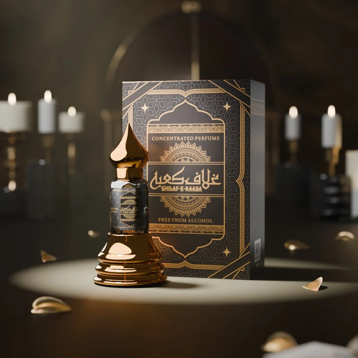 Ghilaf E Kaaba concentrated perfume with matching black and gold perfume box