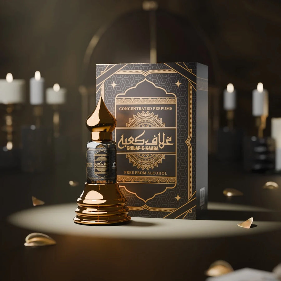 Ghilaf E Kaaba concentrated perfume with matching black and gold perfume box