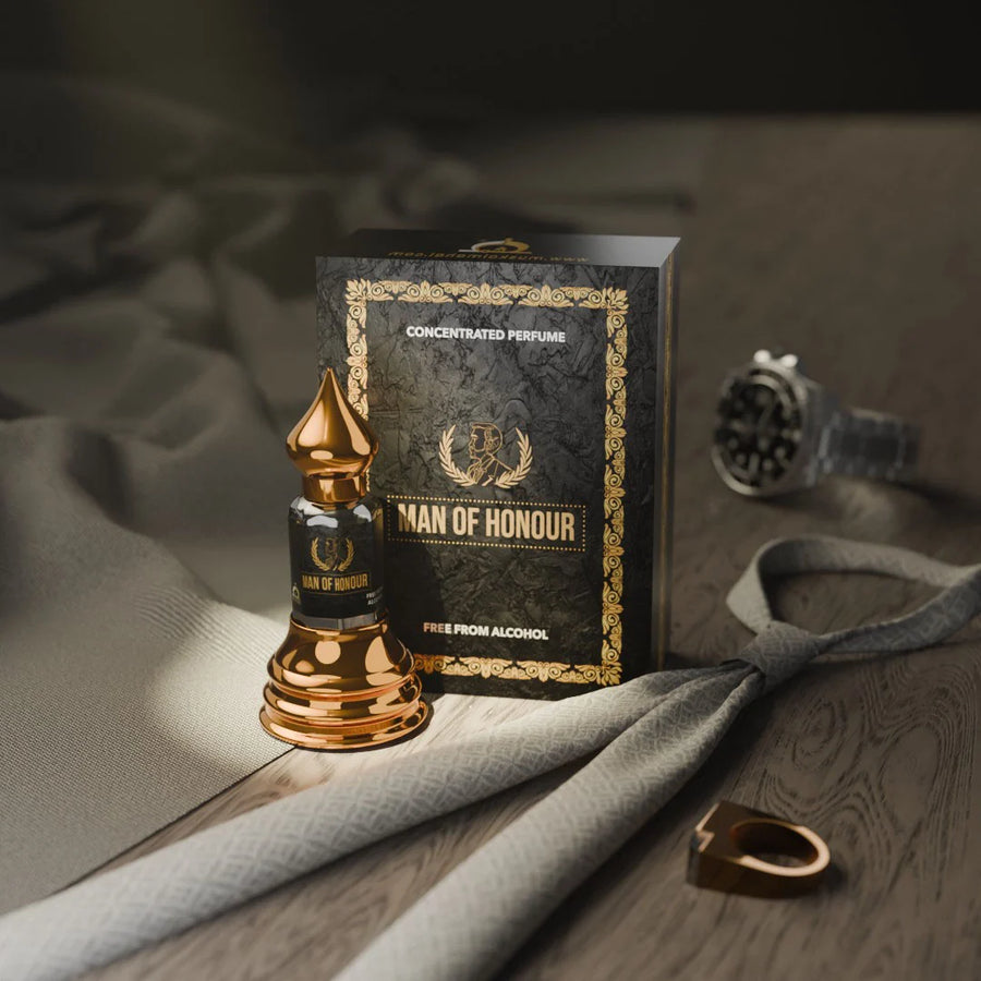 Man Of Honour concentrated perfume by Musk Al Mahal with premium masculine fragrance bottle and luxury perfume box