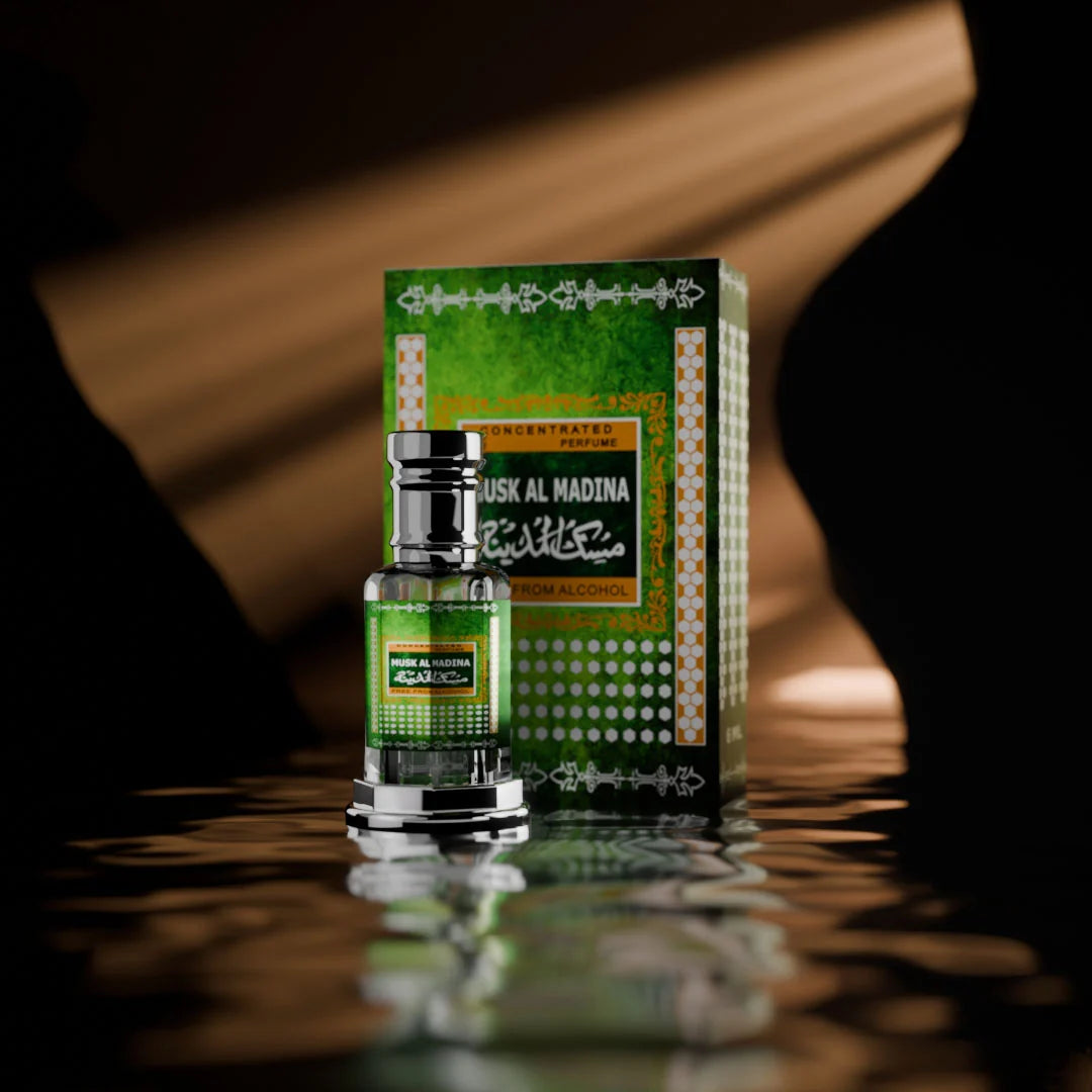 Musk Al Madina concentrated perfume with matching green perfume box