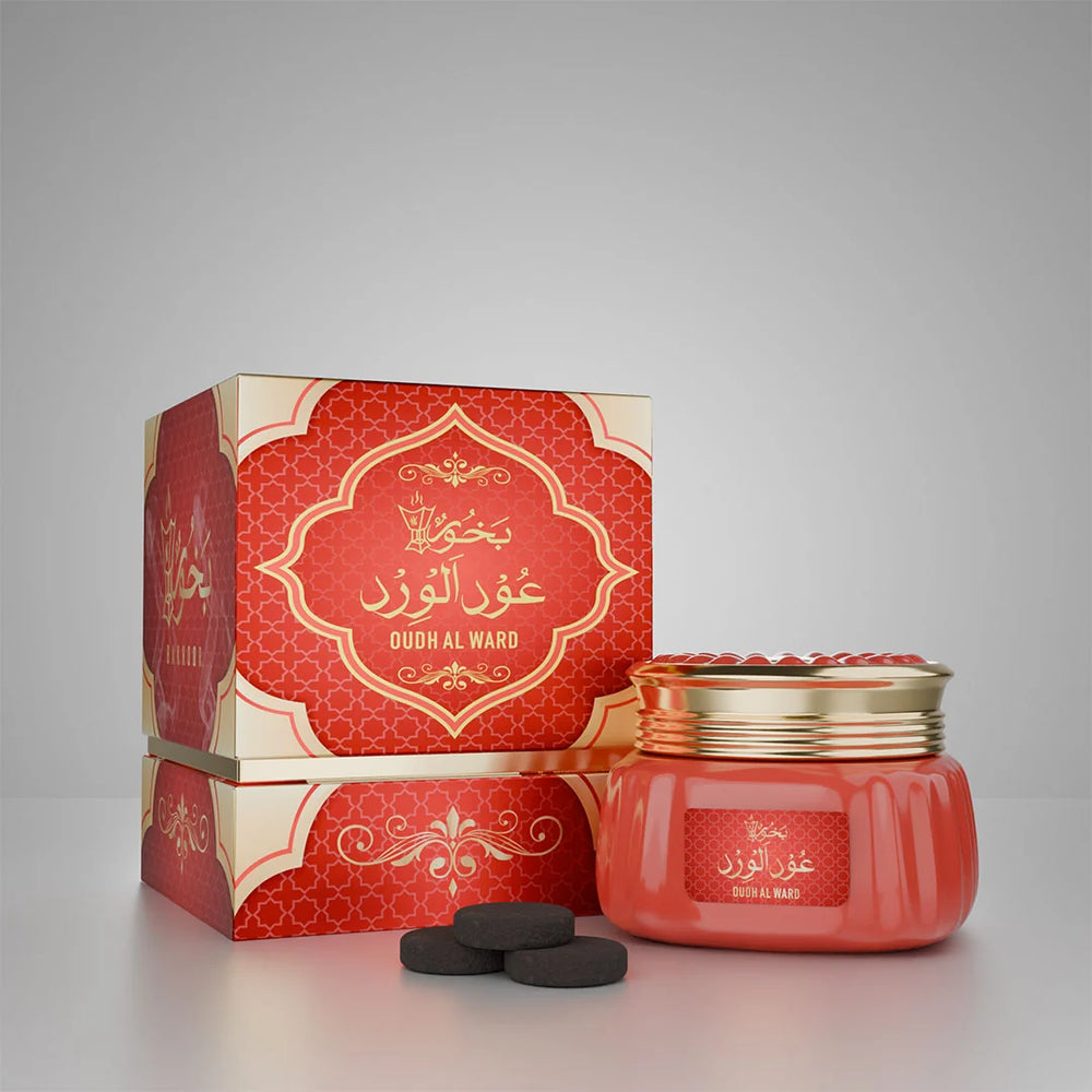 Oudh Al Ward concentrated perfume with oud fragrance box and jar 01