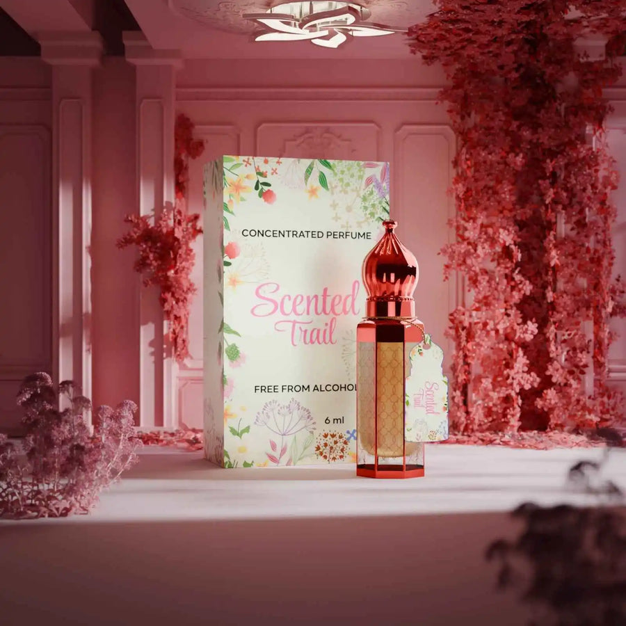 Scented Trail concentrated perfume for women by Musk Al Mahal with elegant floral fragrance packaging and bottle