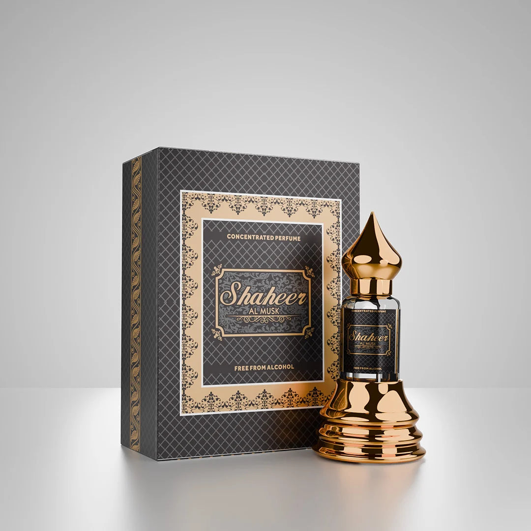 Shaheer Al Musk concentrated perfume with matching black and gold perfume box 01