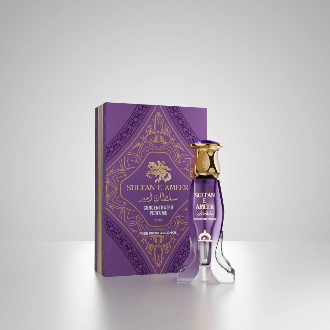 Sultan E Ameer concentrated perfume by Musk Al Mahal with royal purple perfume bottle and luxury fragrance box 01