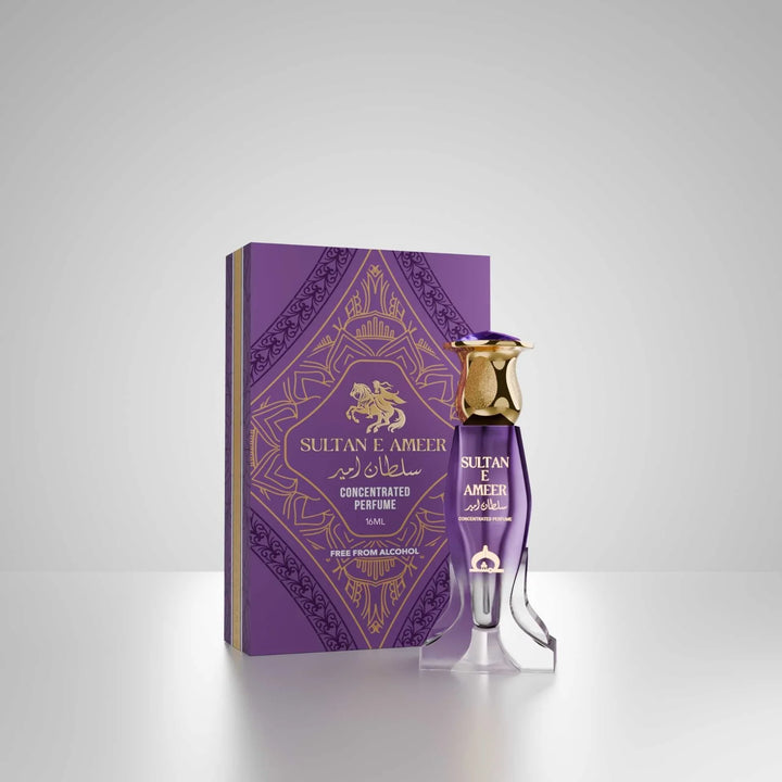 Sultan E Ameer concentrated perfume by Musk Al Mahal with royal purple perfume bottle and luxury fragrance box 01