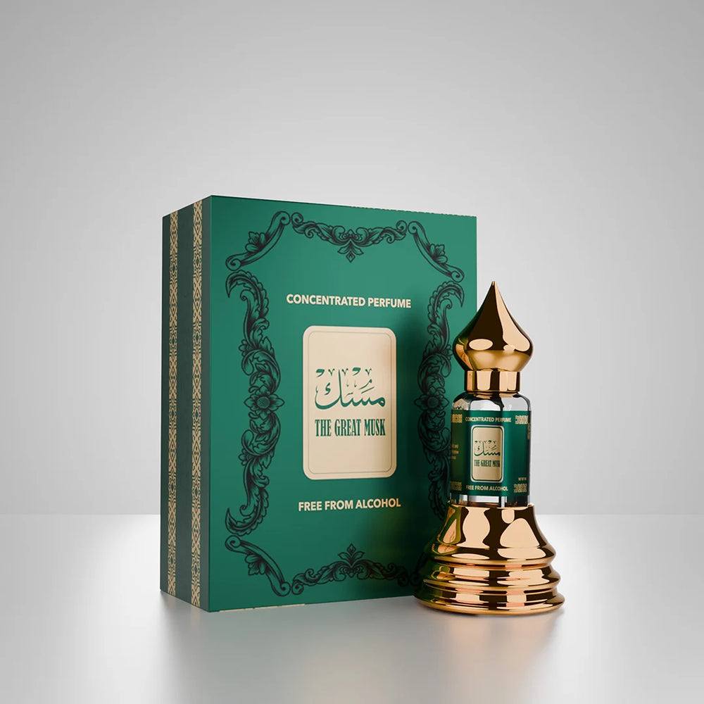 The Great Musk concentrated perfume attar with matching green perfume box