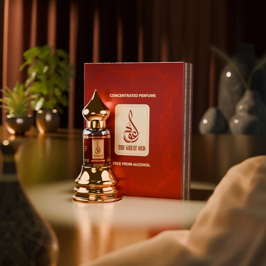 The Great Oud concentrated perfume attar with matching red perfume box