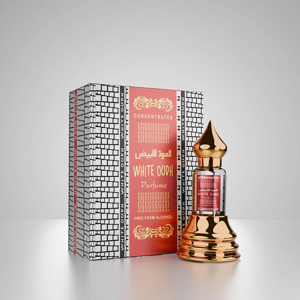 White Oudh concentrated perfume with matching red and white perfume box 01