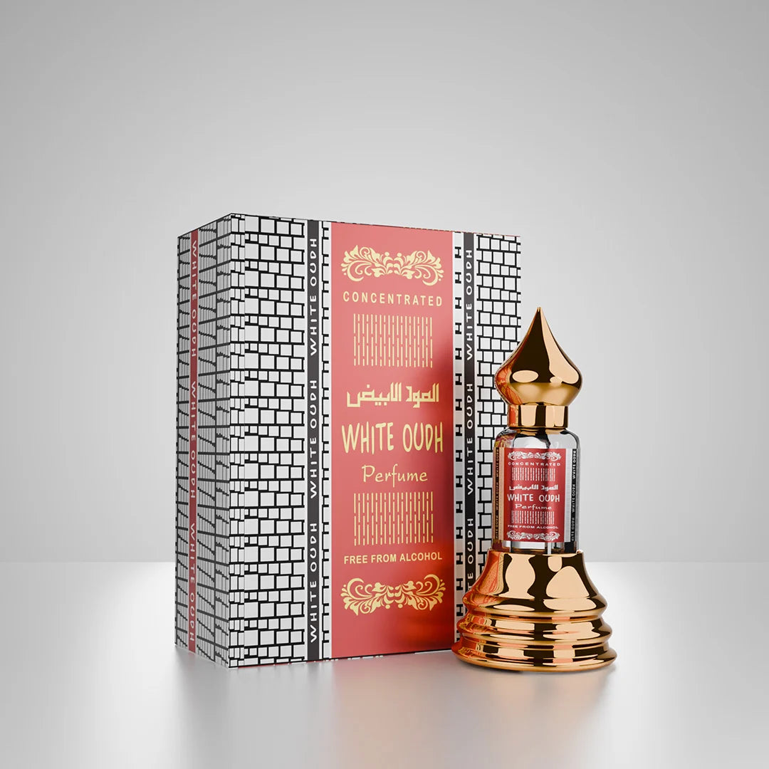 White Oudh concentrated perfume with matching red and white perfume box 01